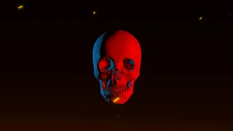 Rotating Skull with Fire Embers Stock Footage 112076067