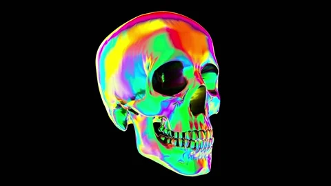 Rotating Skull. Multicolored Looped Element Stock Footage 133721608
