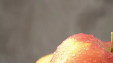 Rotating Sliced Red Apple - Crane Down Video stock 22024316