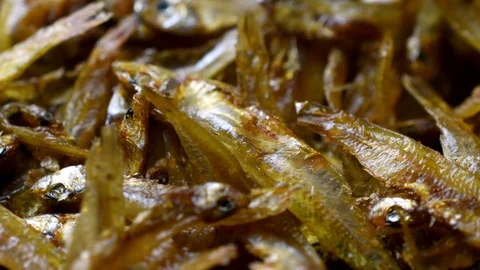 Rotating of small dried fish, 4K food footage Stock-Footage 97379414