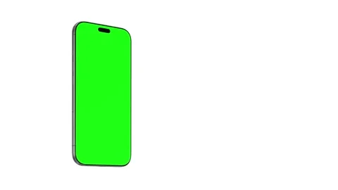 Rotating smartphone with a green screen on a white background, perfect for .. Stock-Footage 307523208
