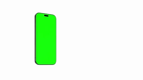 Rotating smartphone with a green screen on a white background, perfect for .. Stock Footage 307523227