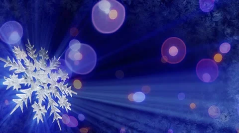 Rotating snowflake and lights seamless loop background Stock Footage 8576357