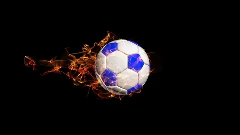 Rotating soccer ball on a black background, video loop, with alpha channel Stock Footage 74943475
