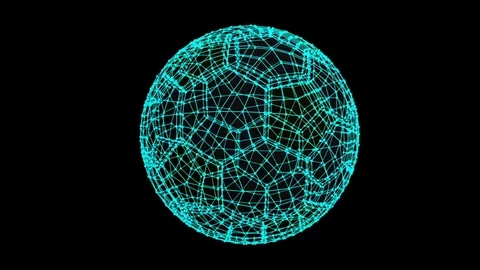 Rotating soccer ball on a black background, video loop, with alpha matte Stock Footage 74975105