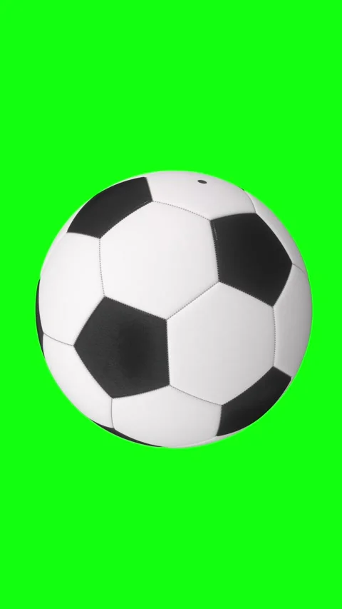 Rotating Soccer Ball Falling Down On Bright Green Chroma Key Background Stock Footage 338030343