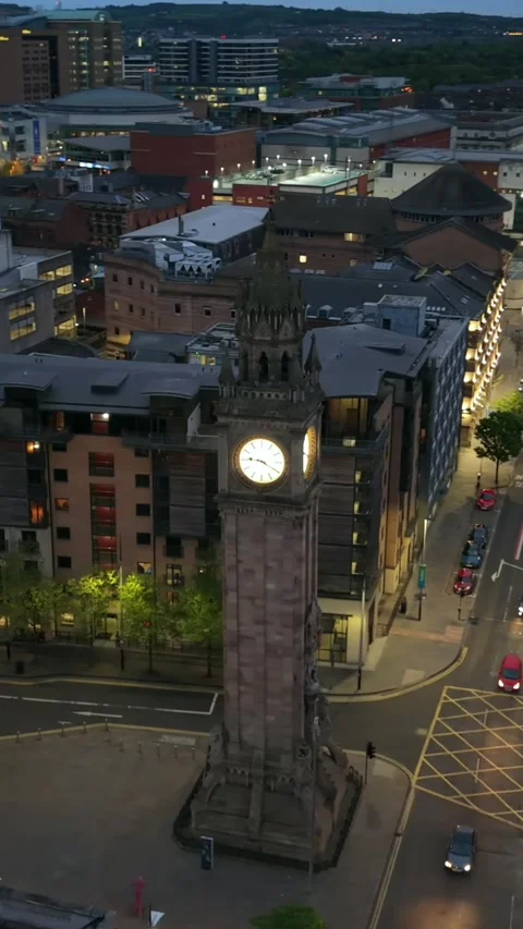 Rotating social ratio vertical video of The Albert Clock in Belfast City Centre Stock Footage 336203748