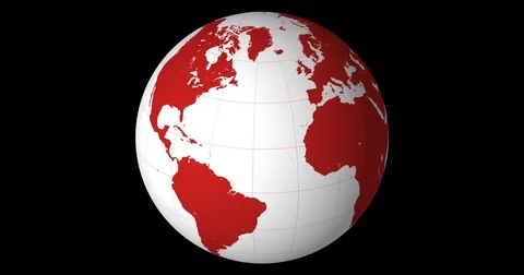 Rotating solid globe, Northern hemisphere with longitude and latitude lines Stock Footage 78928355