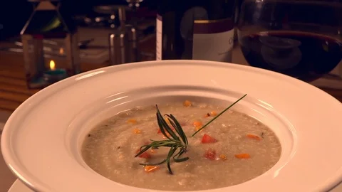 Rotating Soup Dish Video stock 122870700