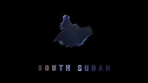 Rotating south sudan map with glitch effect on black background Stock Footage 320205548