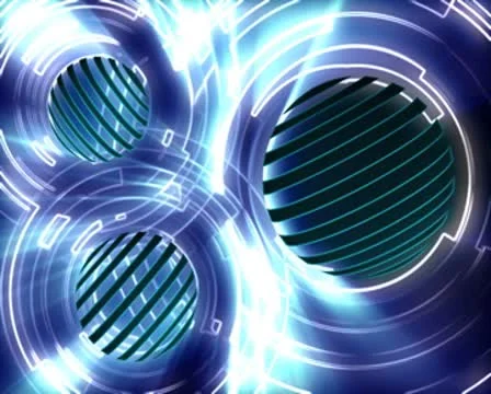 Rotating Space-Age Electric Spheres Background Loop Stock Footage 8945272