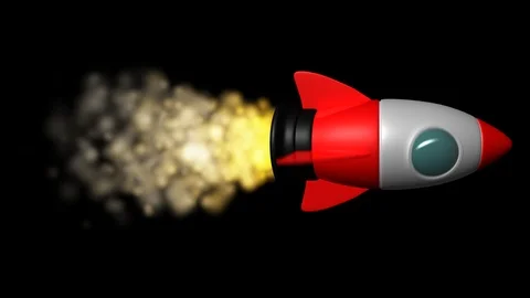Rotating Space Rocket Cartoon Stock-Footage 122157205