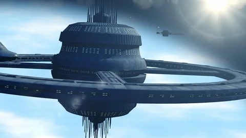 Rotating Space Station Animation (3D-Rendering) Stock Footage 120120377