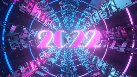 Rotating Space Tunnel with neon light. Flicker light. 2022 neon background Видео 167240296