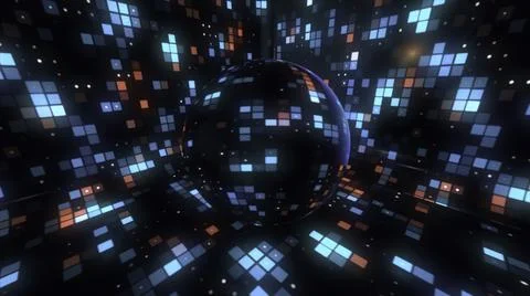 Rotating sparkling disco ball at the concept of night party. Motion. Abstract Stock Illustration