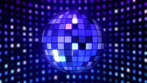 Rotating sparkling neon disco ball seamless VJ loop animation. Night party. Stock Footage 243939503