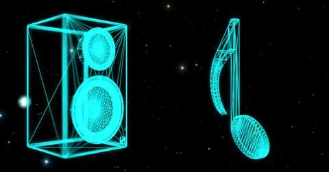 Rotating Speaker note, Sound, Music Elements Vibration footage for background Stock Illustration
