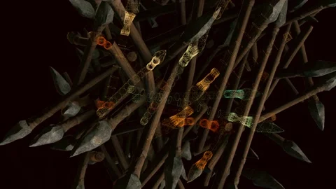 Rotating Spears 4k Stock Footage 200889077