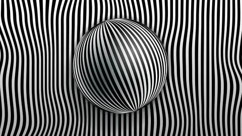 Rotating sphere of black and white zebra stripes pattern. Optical Illusion Illustrazione stock