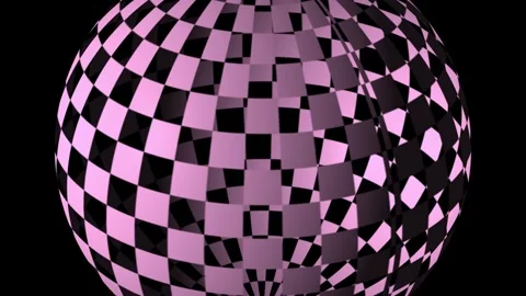 Rotating sphere with checkerboard pattern in abstract dark environment with.. Stock Footage 341543912