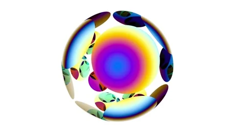 Rotating sphere of gasoline slick. Multi-colored sphere. Seamless loop. Stock Footage 137895231