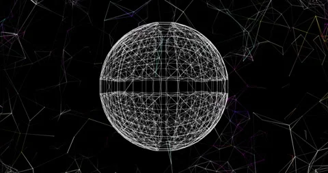 A rotating sphere made up of interlaced dots and lines 331 Stock Footage 311858828