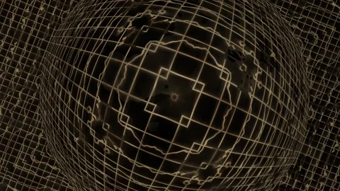Rotating sphere made of textured blocks with light Stock Footage 339957481