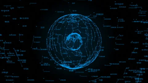 Rotating sphere from a plexus with figures. Abstract geometric background Stock Footage 87275727