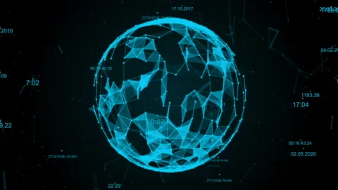 Rotating sphere from a plexus with figures. Abstract geometric background. Stock Footage 87315394