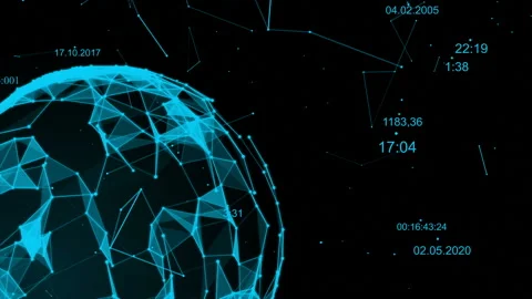 Rotating sphere from a plexus with numbers. Abstract geometric background. Stock Footage 87315888