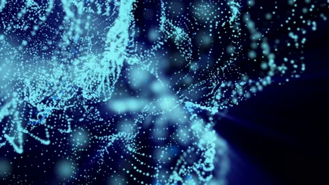 Rotating sphere of turquoise particles on a black background. Abstract animated  Stock Footage 125724000