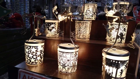 Rotating Spinning Carousel Light Candle Holder Stock Footage 122840525