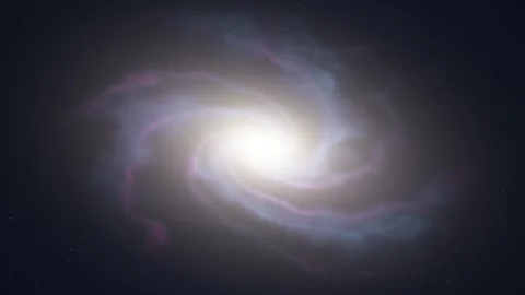 Rotating Spiral Galaxy Loop with Blue and Purple Cosmic Nebula in Deep Space Stock Footage 346129981
