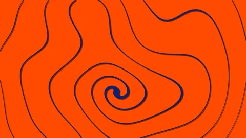 Rotating spiral of irregular shape in blue on an orange background Stock Footage 143994989