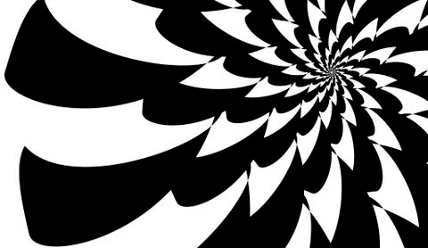 Rotating spiral symmetrical pattern. Abstract black silhouette Stock Illustration