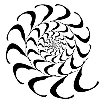 Rotating spiral symmetrical pattern. Abstract black silhouette Stock Illustration