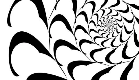 Rotating spiral symmetrical pattern. Abstract black silhouette Illustrazione stock