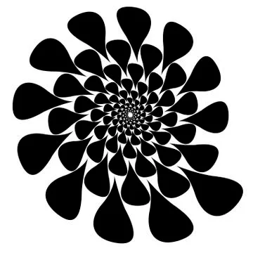 Rotating spiral symmetrical pattern. Abstract black silhouette Иллюстрация