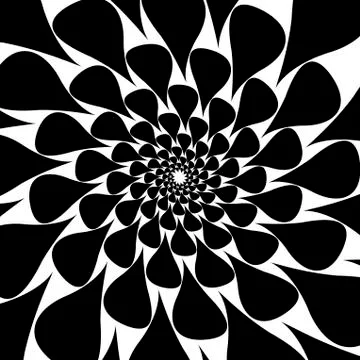 Rotating spiral symmetrical pattern. Abstract black silhouette Stock Illustration