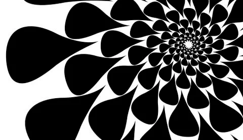 Rotating spiral symmetrical pattern. Abstract black silhouette Stock Illustration