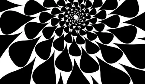 Rotating spiral symmetrical pattern. Abstract black silhouette Stock Illustration