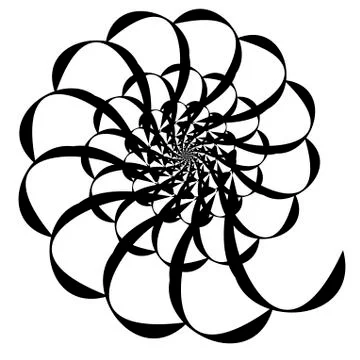 Rotating spiral symmetrical pattern. Abstract black silhouette Stock Illustration