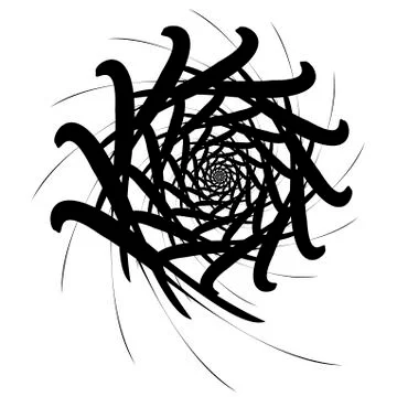 Rotating spiral symmetrical pattern. Abstract black silhouette Illustrazione stock