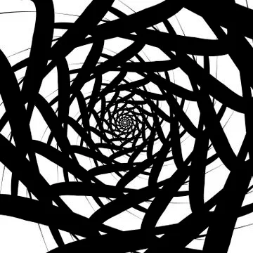 Rotating spiral symmetrical pattern. Abstract black silhouette Stock Illustration