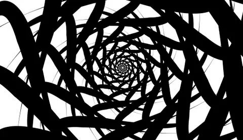 Rotating spiral symmetrical pattern. Abstract black silhouette 스톡 일러스트