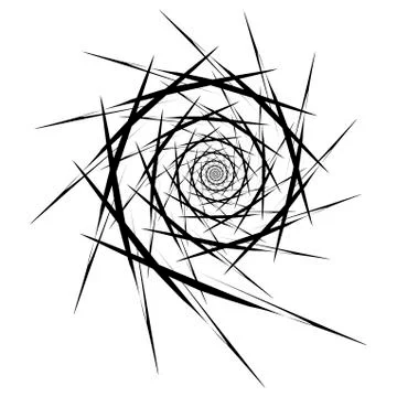 Rotating spiral symmetrical pattern. Abstract black silhouette Stock Illustration