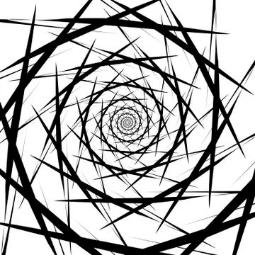 Rotating spiral symmetrical pattern. Abstract black silhouette Stock Illustration