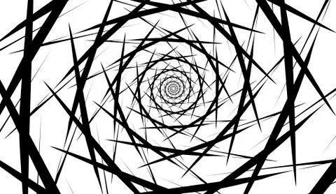 Rotating spiral symmetrical pattern. Abstract black silhouette Stock Illustration