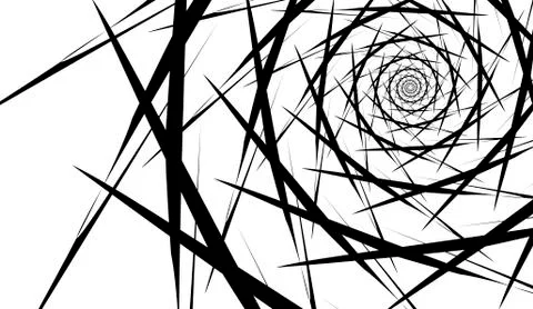 Rotating spiral symmetrical pattern. Abstract black silhouette Stock Illustration