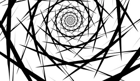 Rotating spiral symmetrical pattern. Abstract black silhouette Stock Illustration